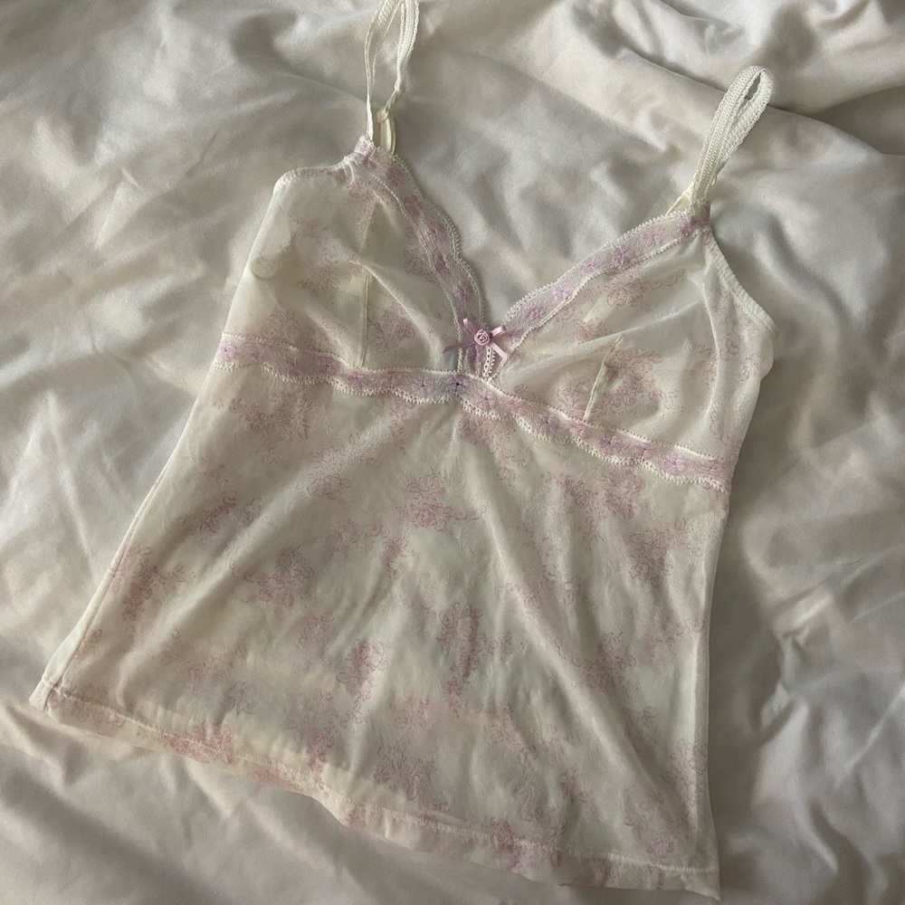 Vintage Lilac + White Floral Lingerie Sleep Tank Top